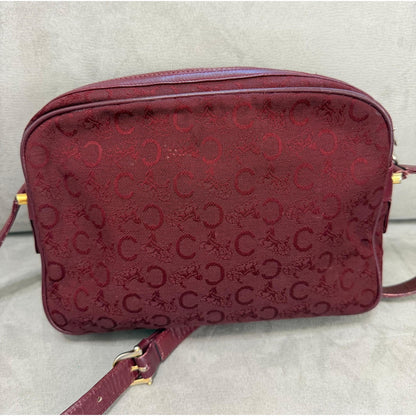 CELINE Burgundy C Monogram Shoulder Bag