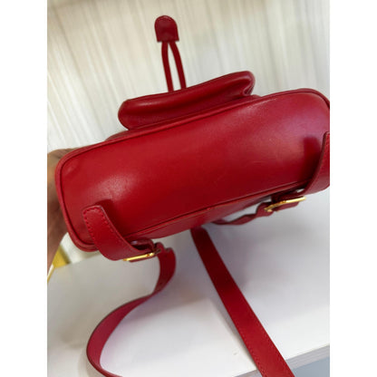 GUCCI Red Leather Bamboo Backpack