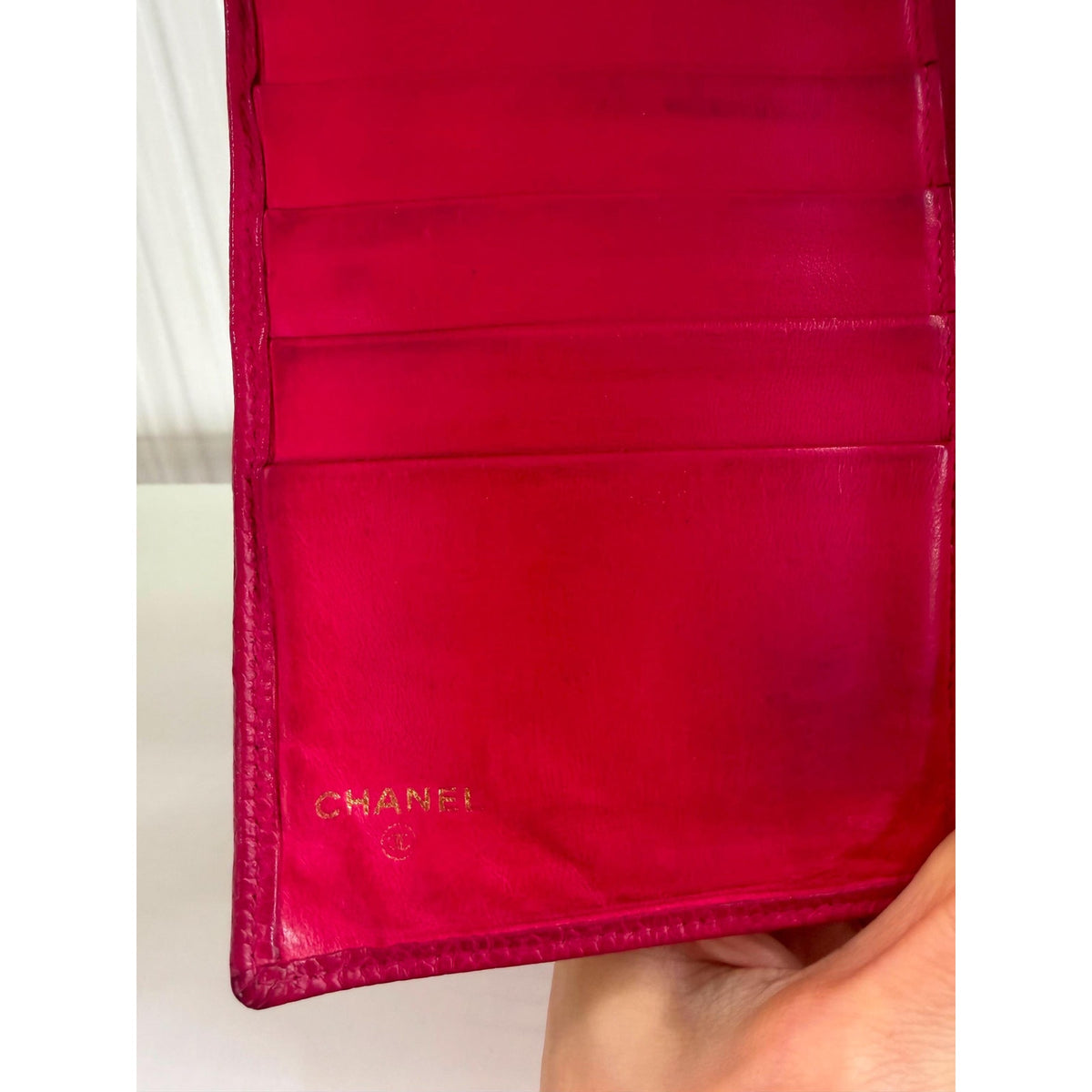 CHANEL Pink Caviar Leather Long Wallet