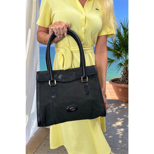GUCCI Black GG Monogram Top Handle Bag