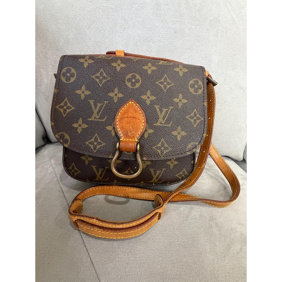 Authentic Louis Vuitton 1980s Vintage Saint Cloud MM Brown Monogram Canvas Crossbody Bag