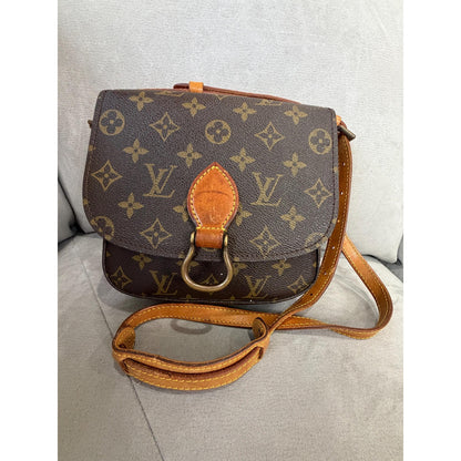 Authentic Louis Vuitton 1980s Vintage Saint Cloud MM Brown Monogram Canvas Crossbody Bag