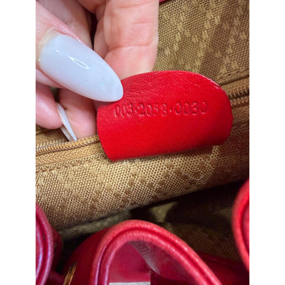GUCCI Red Leather Bamboo Backpack