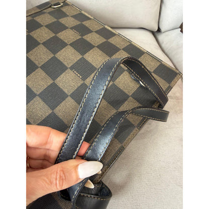 FENDI Brown Black Checkerboard Tote Bag