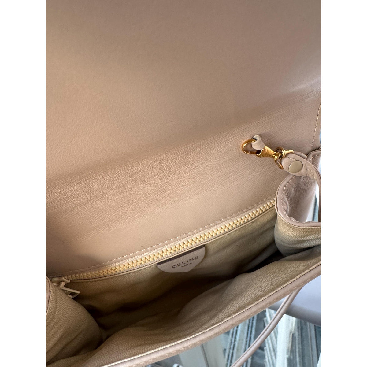 CELINE Sport Beige Leather Shoulder Bag