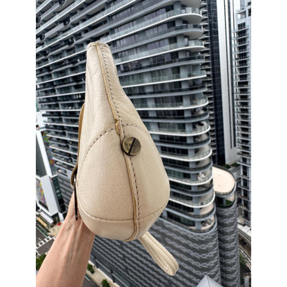 CHLOÉ Cream Leather Wristlet Clutch