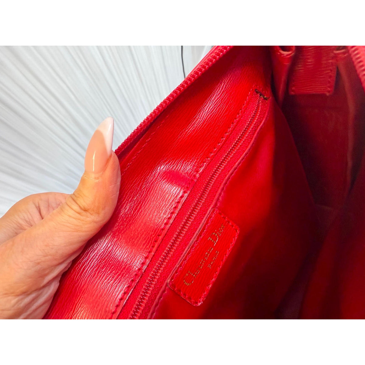 CHRISTIAN DIOR Red Calfskin Crossbody Bag