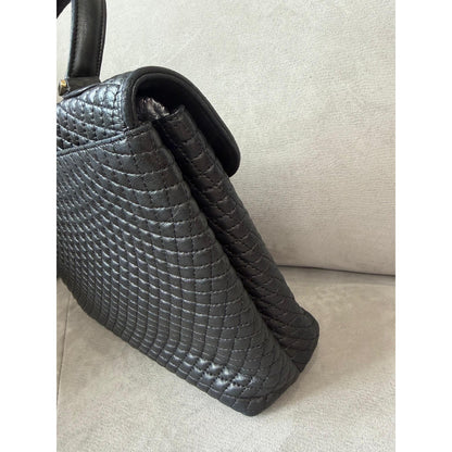 BALLY Black Woven Leather Top Handle Bag