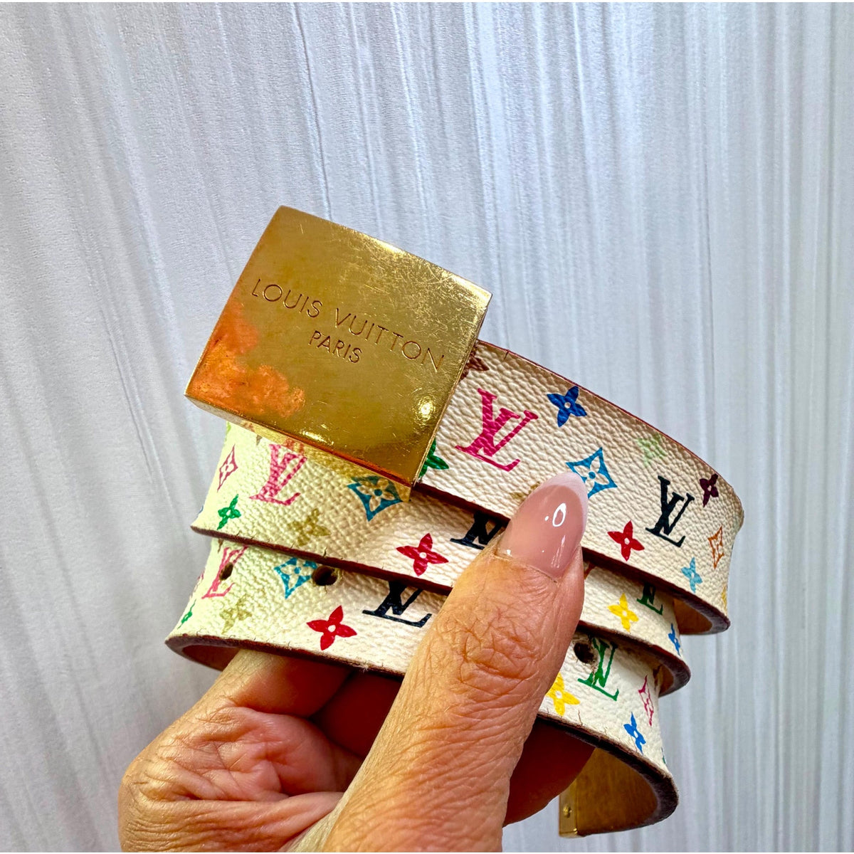 LOUIS VUITTON x Takashi Murakami White Multicolore Belt