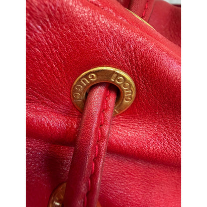 GUCCI Red Leather Bamboo Backpack