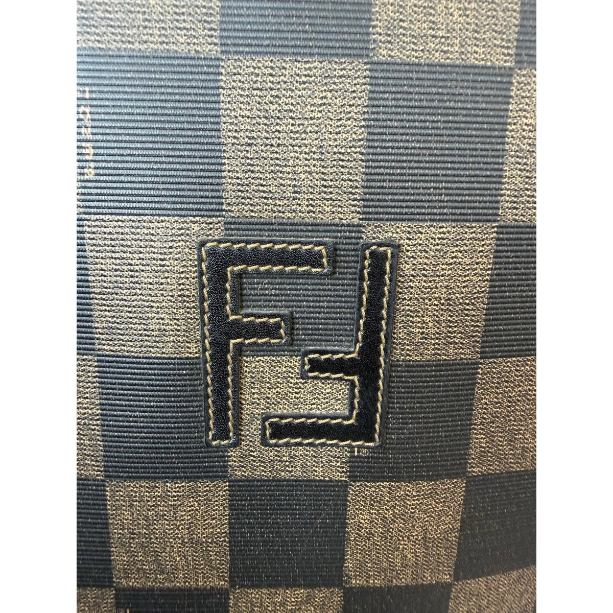 FENDI Brown Black Checkerboard Tote Bag