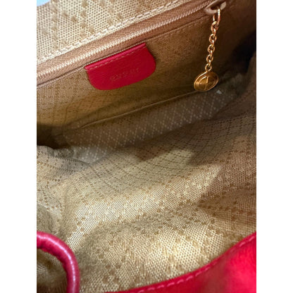 GUCCI Red Leather Bamboo Backpack