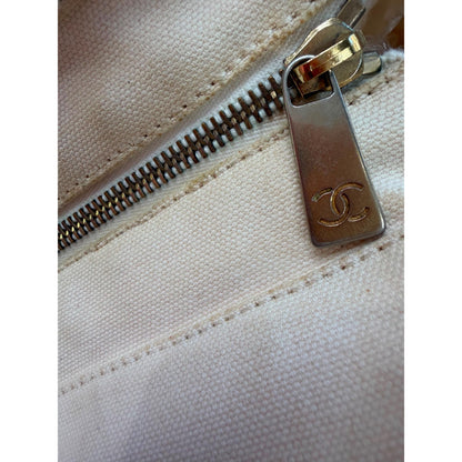 CHANEL Travel Line Cream & Pink Tote Bag