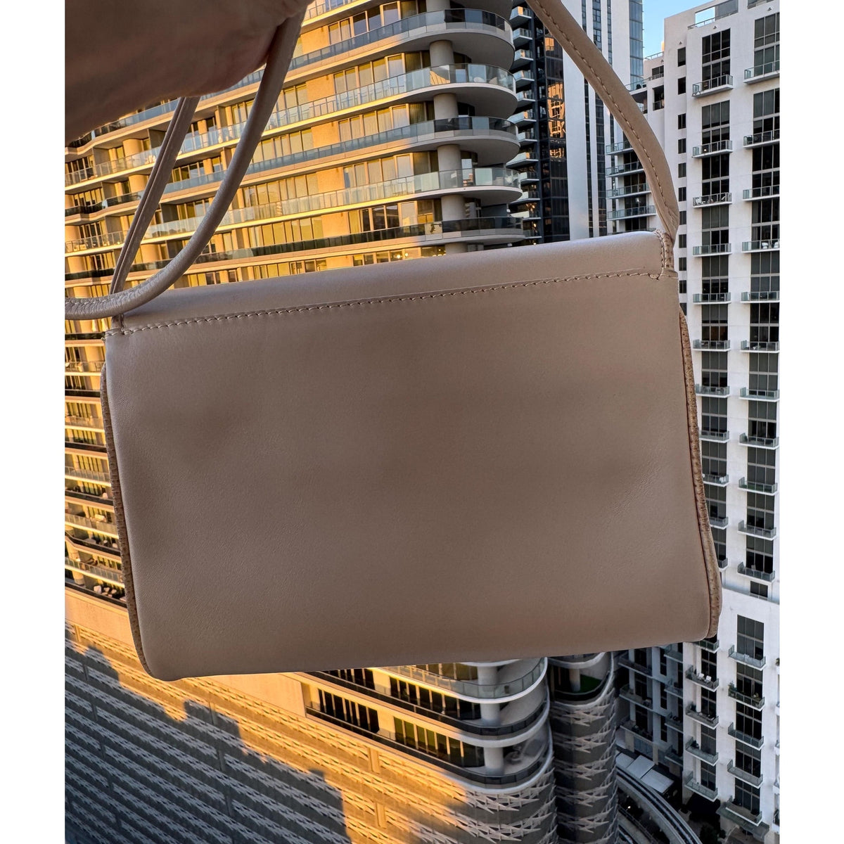 CELINE Sport Beige Leather Shoulder Bag