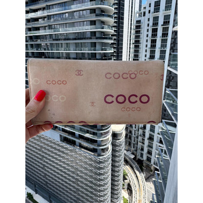 CHANEL Pink Coco Print Bifold Wallet