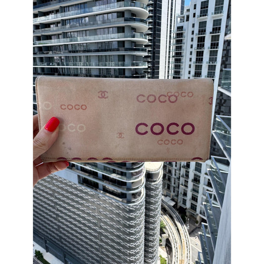 CHANEL Pink Coco Print Bifold Wallet