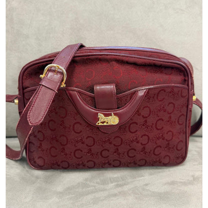 CELINE Burgundy C Monogram Shoulder Bag