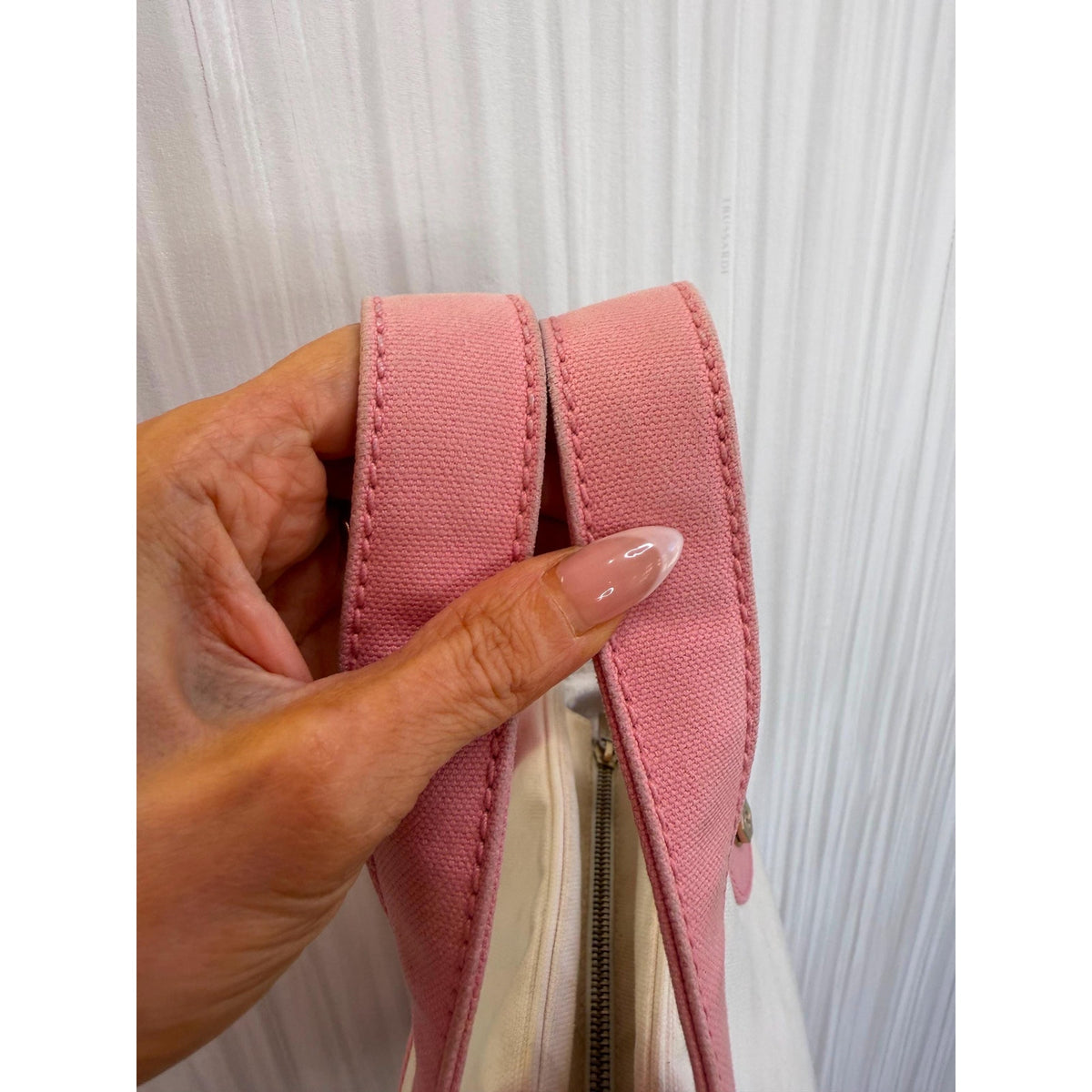 CHANEL Travel Line Cream & Pink Tote Bag
