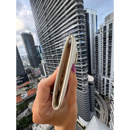 CHANEL White Caviar CC Logo Wallet