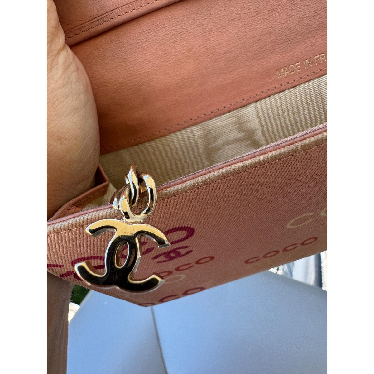 CHANEL Pink Coco Print Bifold Wallet