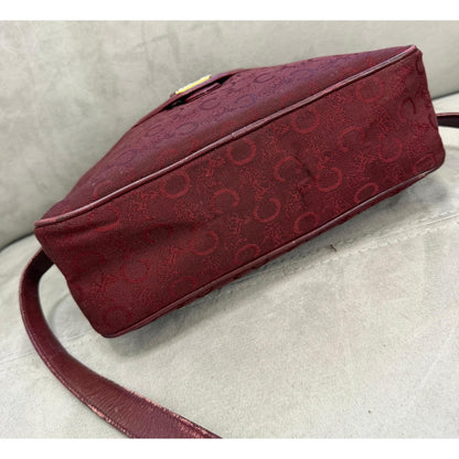 CELINE Burgundy C Monogram Shoulder Bag