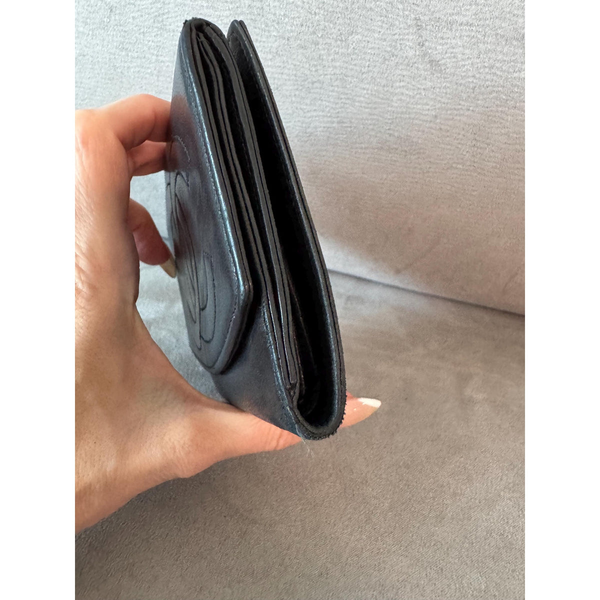 CHANEL Black Lambskin Bifold Wallet