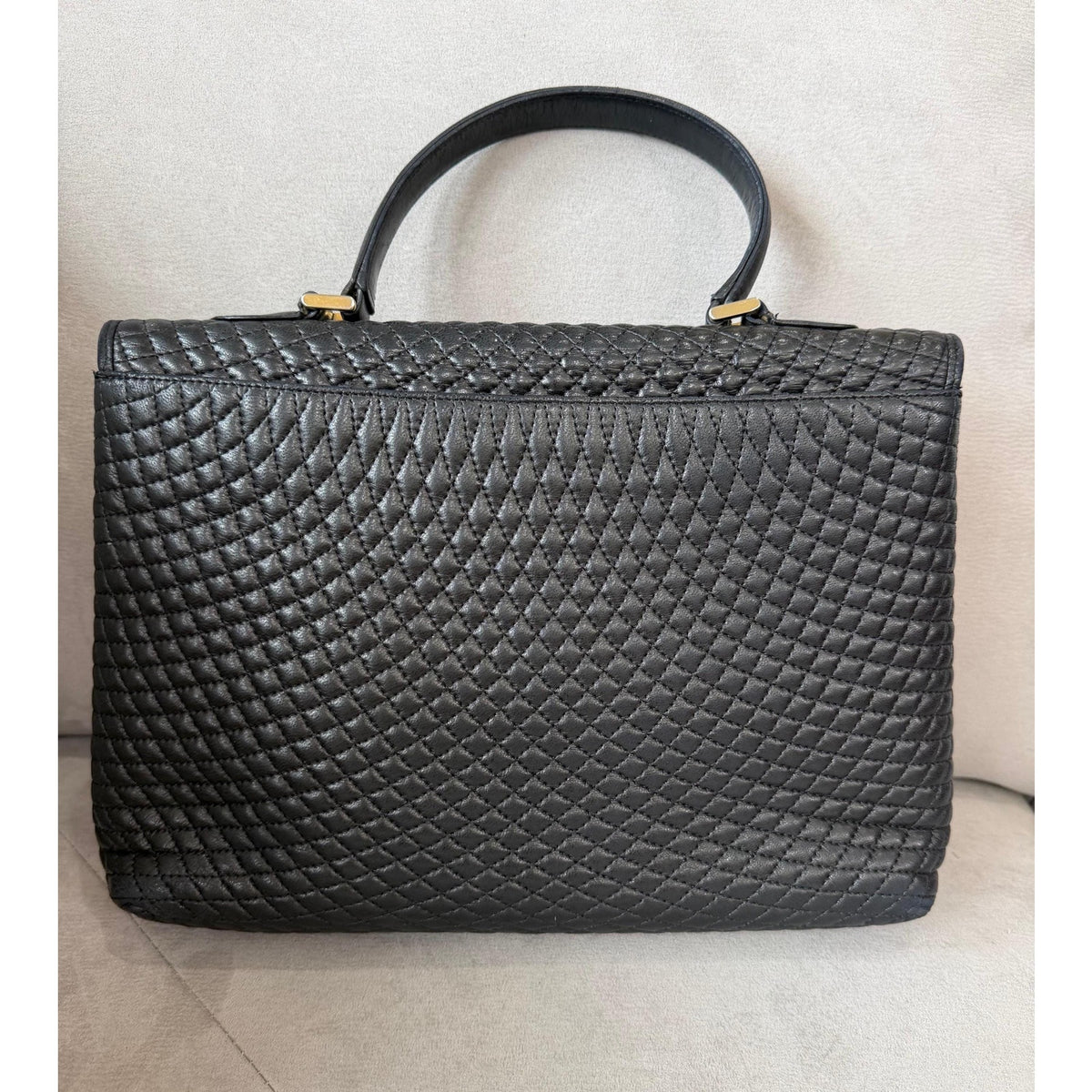 BALLY Black Woven Leather Top Handle Bag