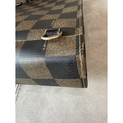 FENDI Brown Black Checkerboard Tote Bag
