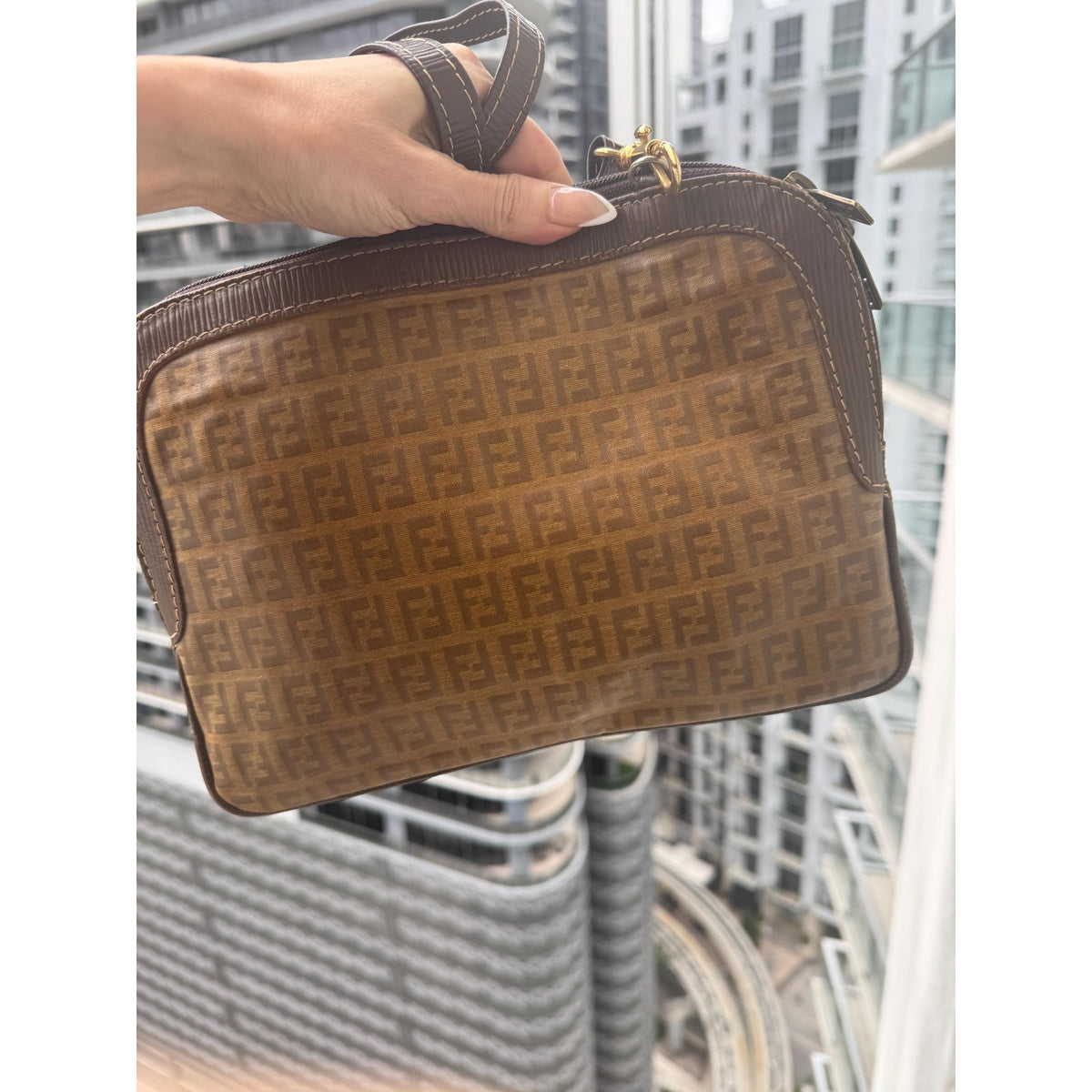 FENDI Zucca FF Canvas Shoulder Bag
