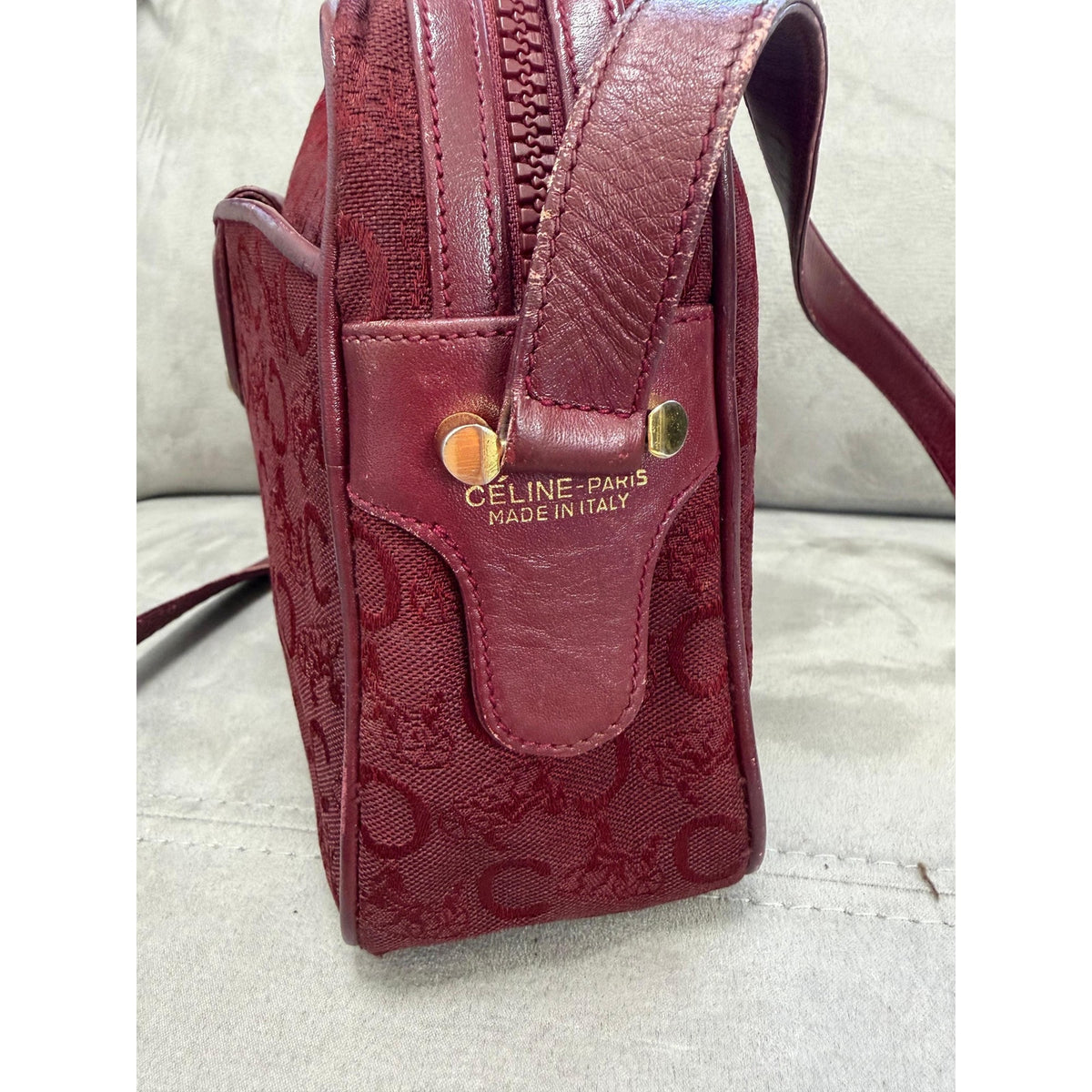 CELINE Burgundy C Monogram Shoulder Bag