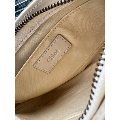 CHLOÉ Cream Leather Wristlet Clutch