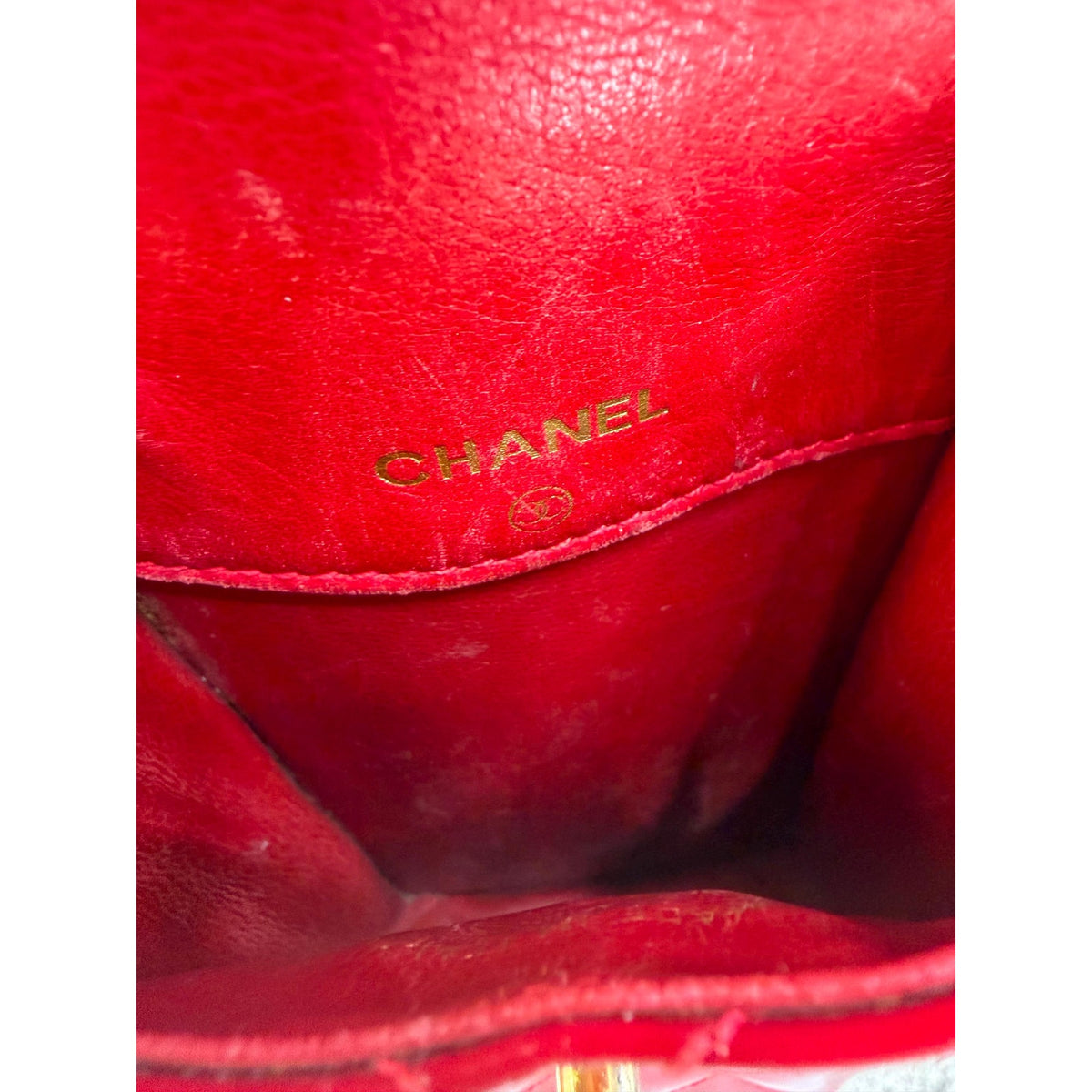 CHANEL Red Patent Leather Mini Flap Bag