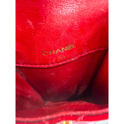 CHANEL Red Patent Leather Mini Flap Bag