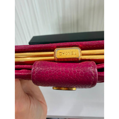 CHANEL Pink Caviar Leather Long Wallet
