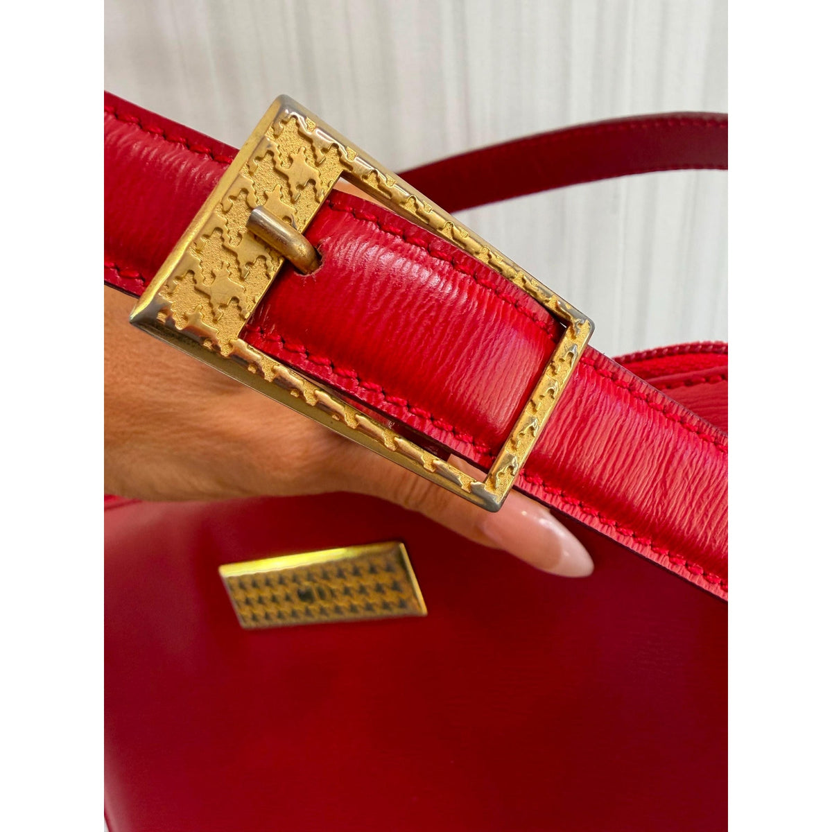 CHRISTIAN DIOR Red Calfskin Crossbody Bag