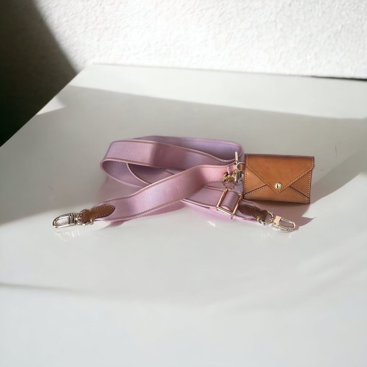 Nylon Bag Strap + Small ID Card Wallet Honey Patina