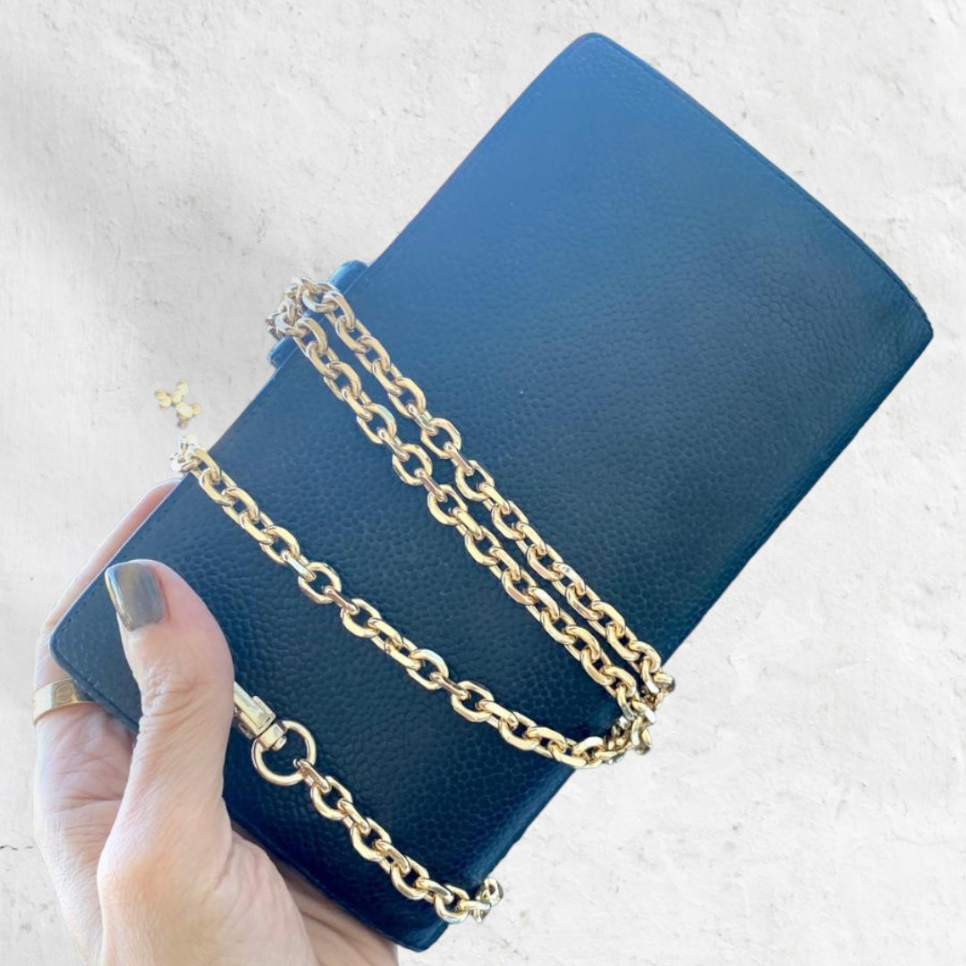CHANEL CAVIAR LONG WALLET + Complimentary Chain