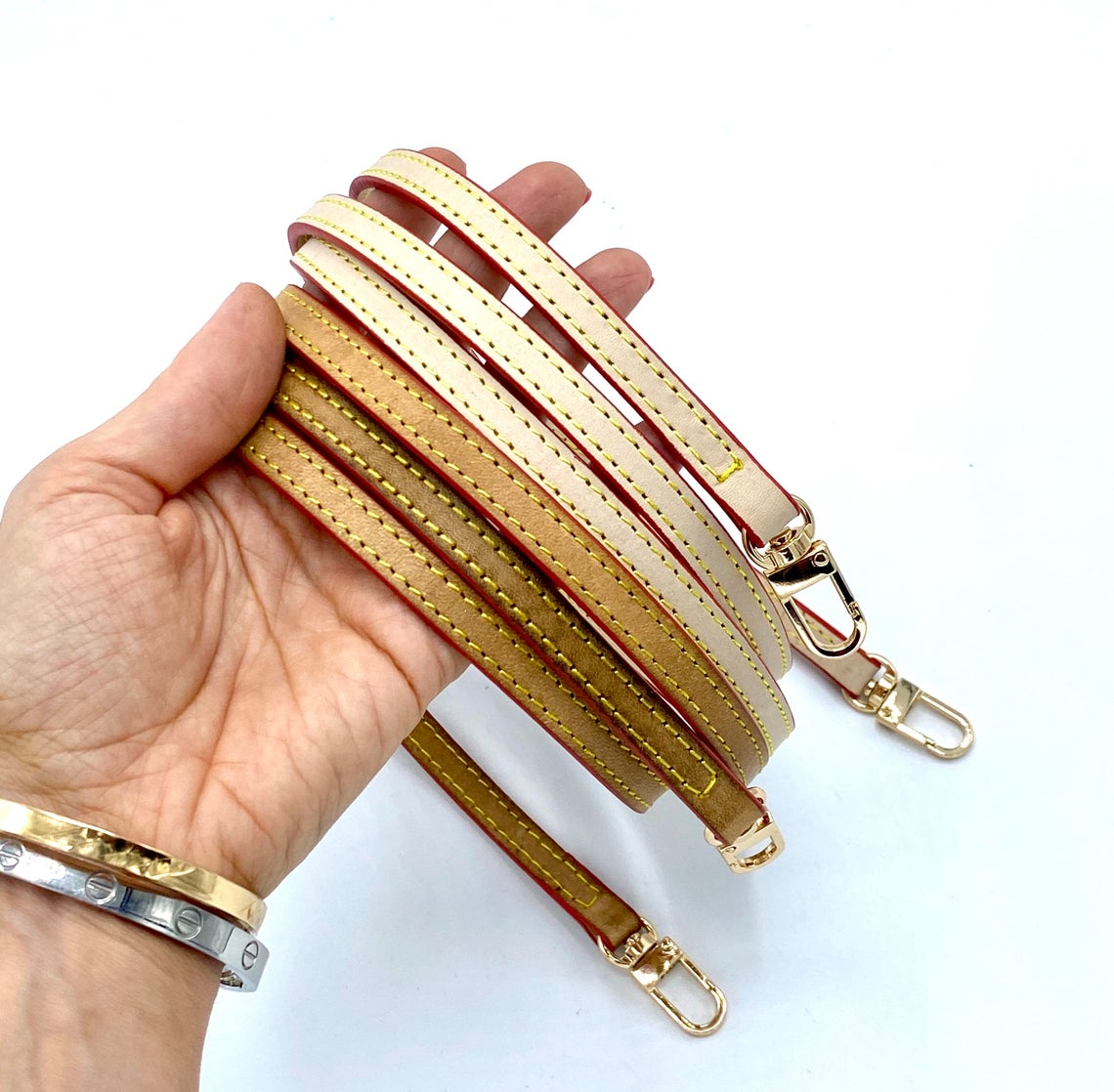 Wristlet Vachetta Strap Replacement for Pochette lv Bags Natural