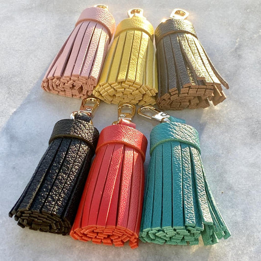 Genuine Leather Tassel Keychain Handbag Charm Handmade from Top quality Real Leather - Bag Charm Accessory - Leather Tassel for Bag - Colors - Sexy Little Vintage