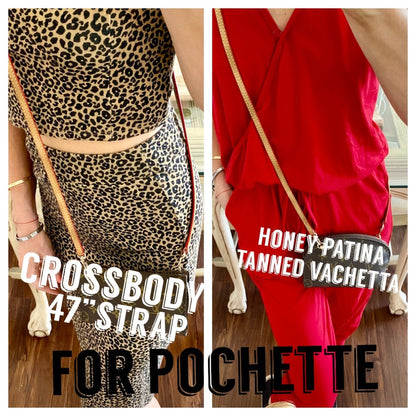 Crossbody Strap Replacement - Vachetta Leather - Custom Honey Tanning Handmade Patina - Strap for Pochette Clutch and Small luxury Purses - Sexy Little Vintage
