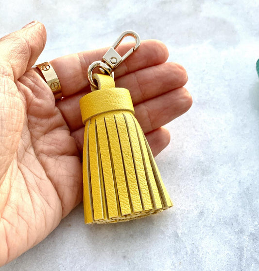 REAL Leather Tassel Keychain Handbag Charm Handmade from Top quality Real Leather - Bag Charm Accessory - Leather Tassel for Bag - Colors - Sexy Little Vintage