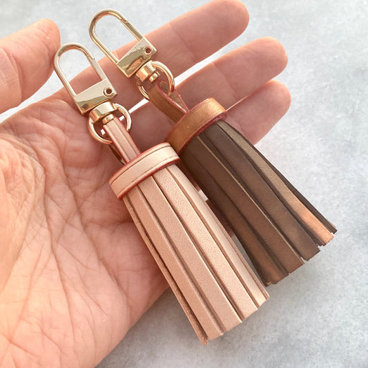 Handcrafted Vachetta Leather Tassel -Natural Vachetta or Handmade Tanning Honey Patina - For Pochette Clutch Pouch - Real Leather Tassel - - Sexy Little Vintage