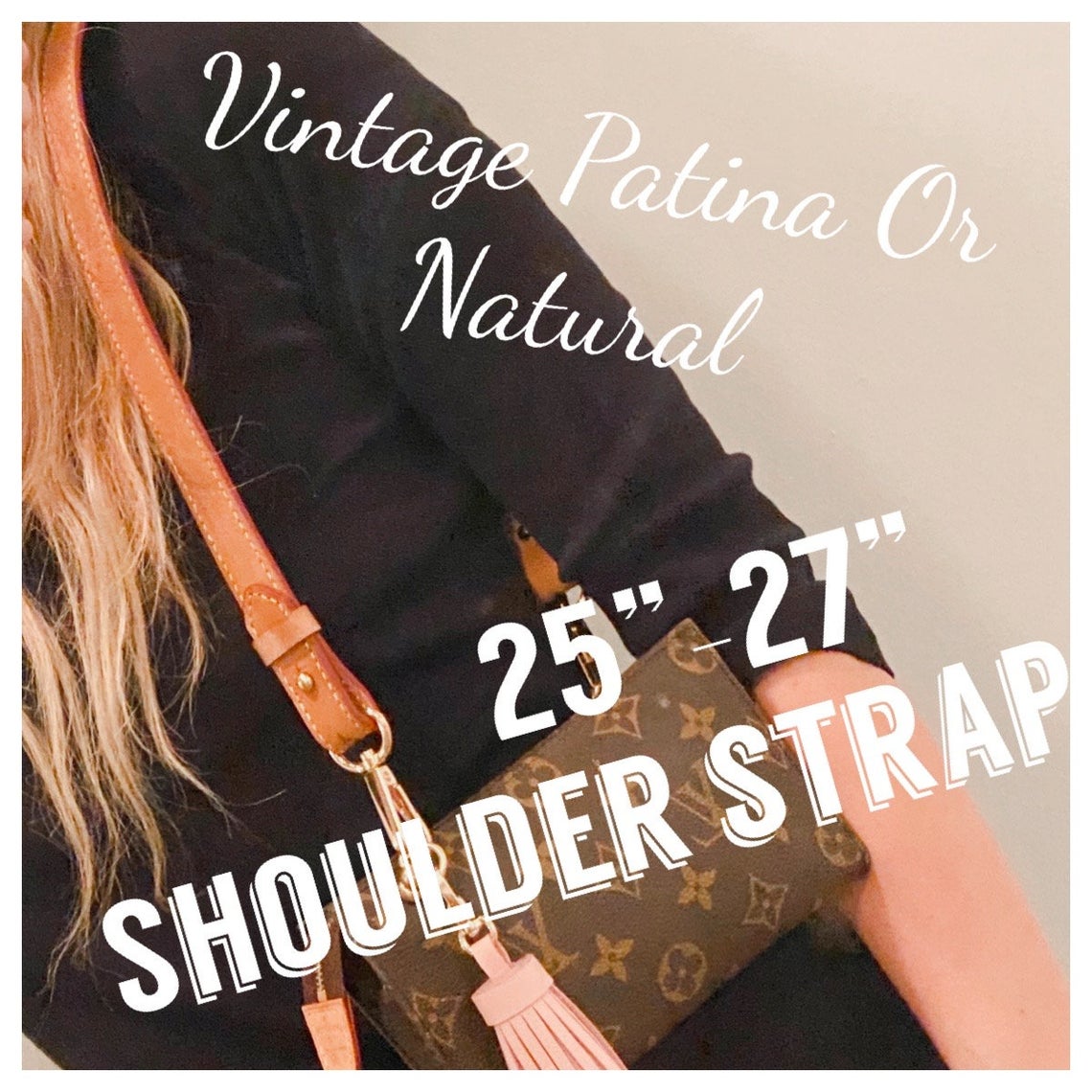 Adjustable Shoulder Strap Vachetta Leather - Real Vegetable Leather - Honey Tanning Vintage Handmade Patina - Strap for PM/ GM Vintage Bags - Sexy Little Vintage