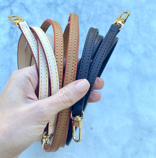 Natural Vachetta / Honey or Dark Brown Crossbody Strap Replacement Handcrafted - Real Leather Strap for Pochette Clutch and Small Lux Purses - Sexy Little Vintage