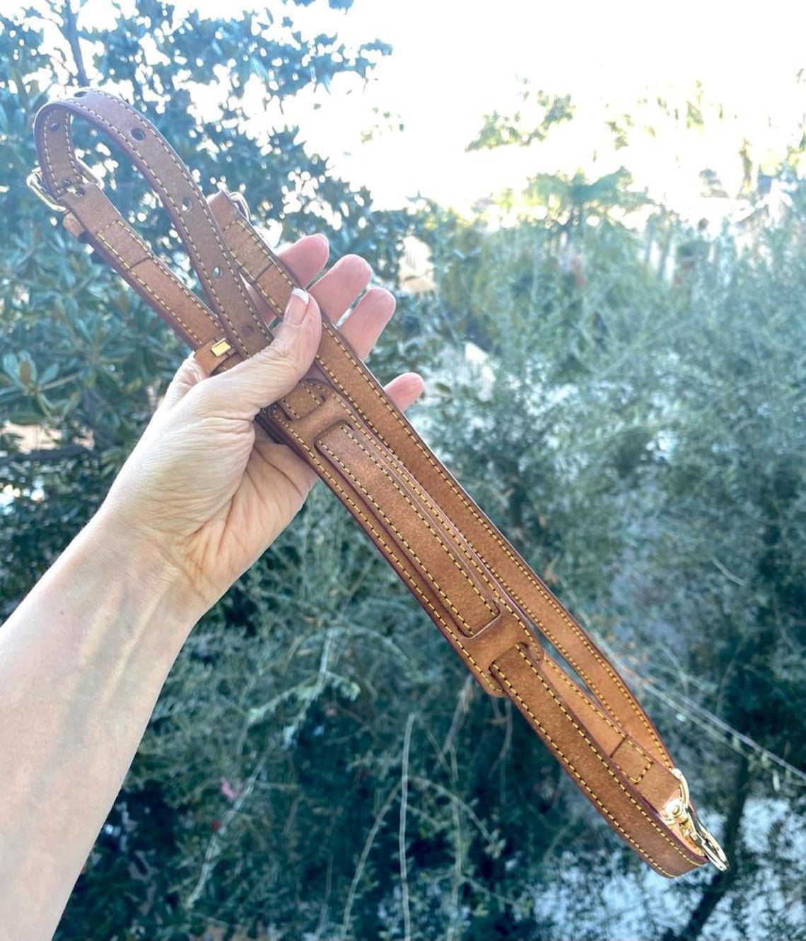 Vachetta Leather Adjustable Crossbody - Shoulder Pad option / Vegetable Leather - Honey Tanning Handmade Patina - Strap for GM Vintage Bags - Sexy Little Vintage