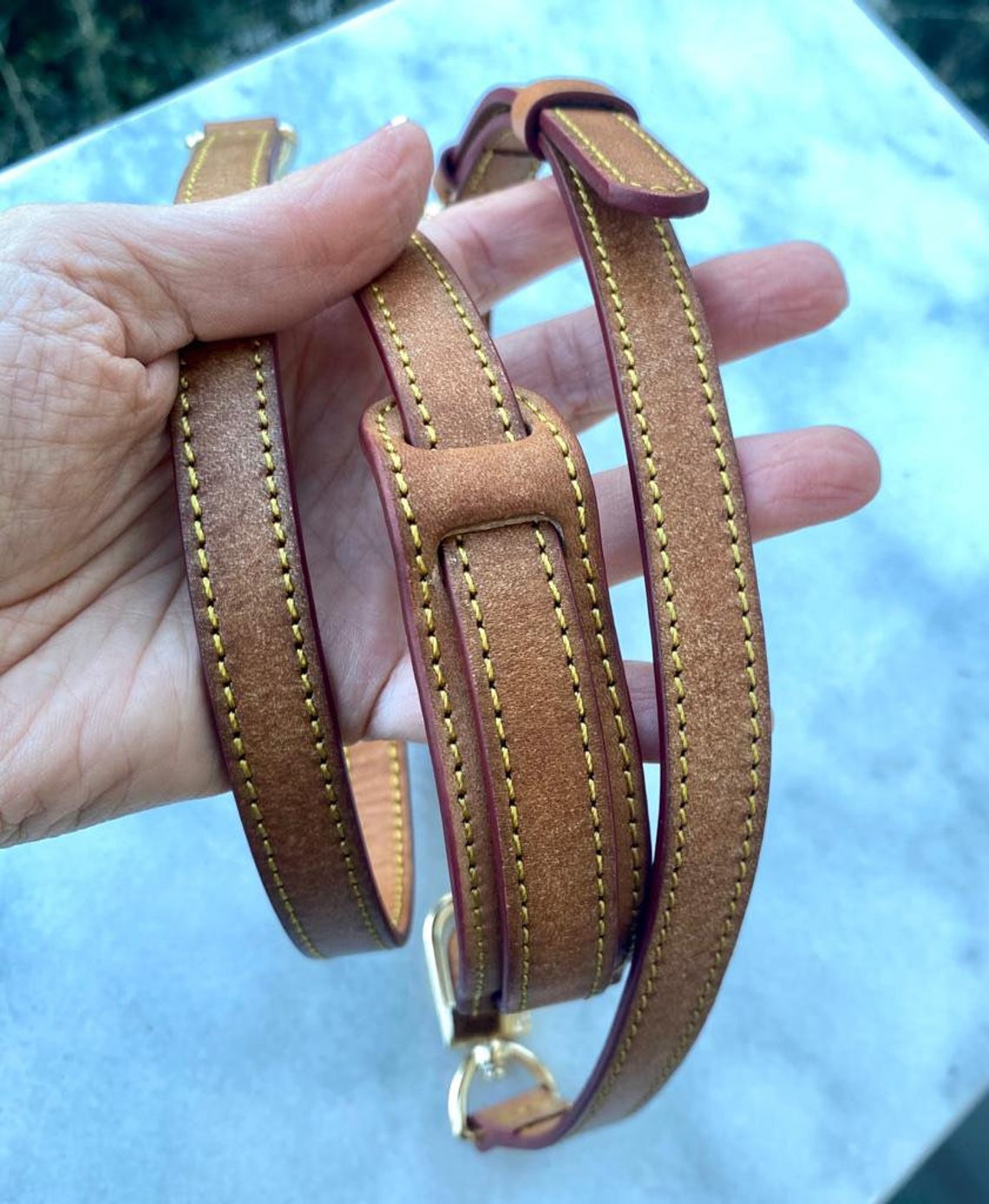 Vachetta Leather Adjustable Crossbody - Shoulder Pad option / Vegetable Leather - Honey Tanning Handmade Patina - Strap for GM Vintage Bags - Sexy Little Vintage