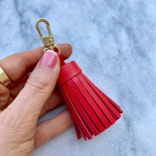Genuine Leather Tassel Keychain Handbag Charm Handmade from Top quality Real Leather - Bag Charm Accessory - Leather Tassel for Bag - Colors - Sexy Little Vintage