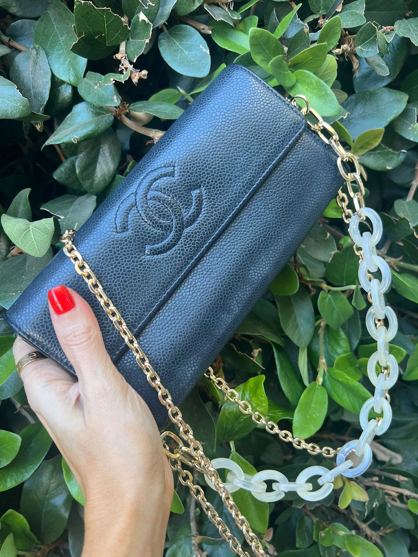 CHANEL Authentic CC Logos Wallet